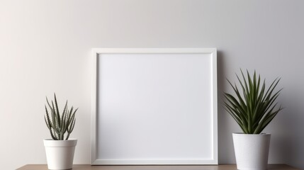 Minimalist interior decoration mockup empty blank white painting