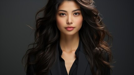  Portrait Beautiful Asian Businesswoman Gray Background, Background Image , Beautiful Women, Hd
