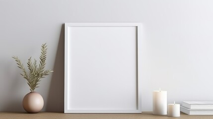 Fototapeta na wymiar Minimalist interior decoration mockup empty blank white painting