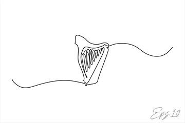 continuous line art drawing of harp plucked musical instrument