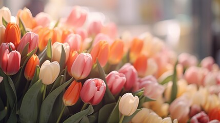 Colorful tulips for sale in the market.