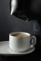 Espresso machine making fresh coffee.