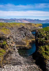 The cliffs between Arnarstapi and Hellnar in Snaefellsnes Snaefellsnes Regional Park Iceland, Europe