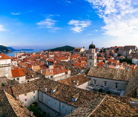 Gordijnen Landmarks and travel in Croatia - beautiful Dubrovnik town, view of old town and historic center. © Freesurf