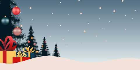 Fototapeta na wymiar Winter landscape in flat style. The Christmas landscape. Vector illustration.