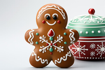 Fototapeta premium Christmas Cute Gingerbread Man Generative AI