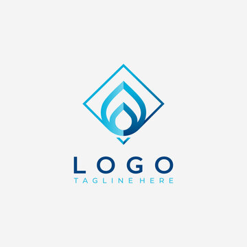 minimalist modern water or fire icon logo design