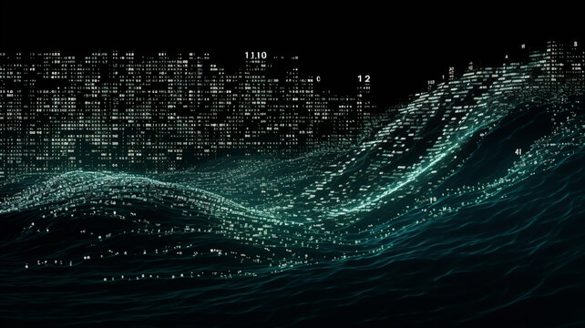 digital data wave with binary code