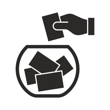 Raffle icon. Choosing random numbered ticket. Prize giveaway. Vector icon isolated on white background.