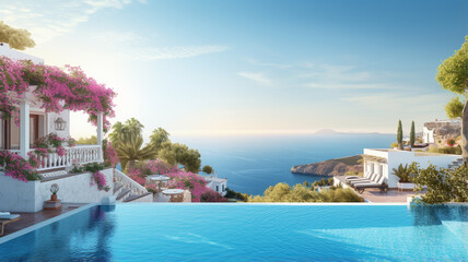 Fototapeta na wymiar beautiful view of swimming pool and sea