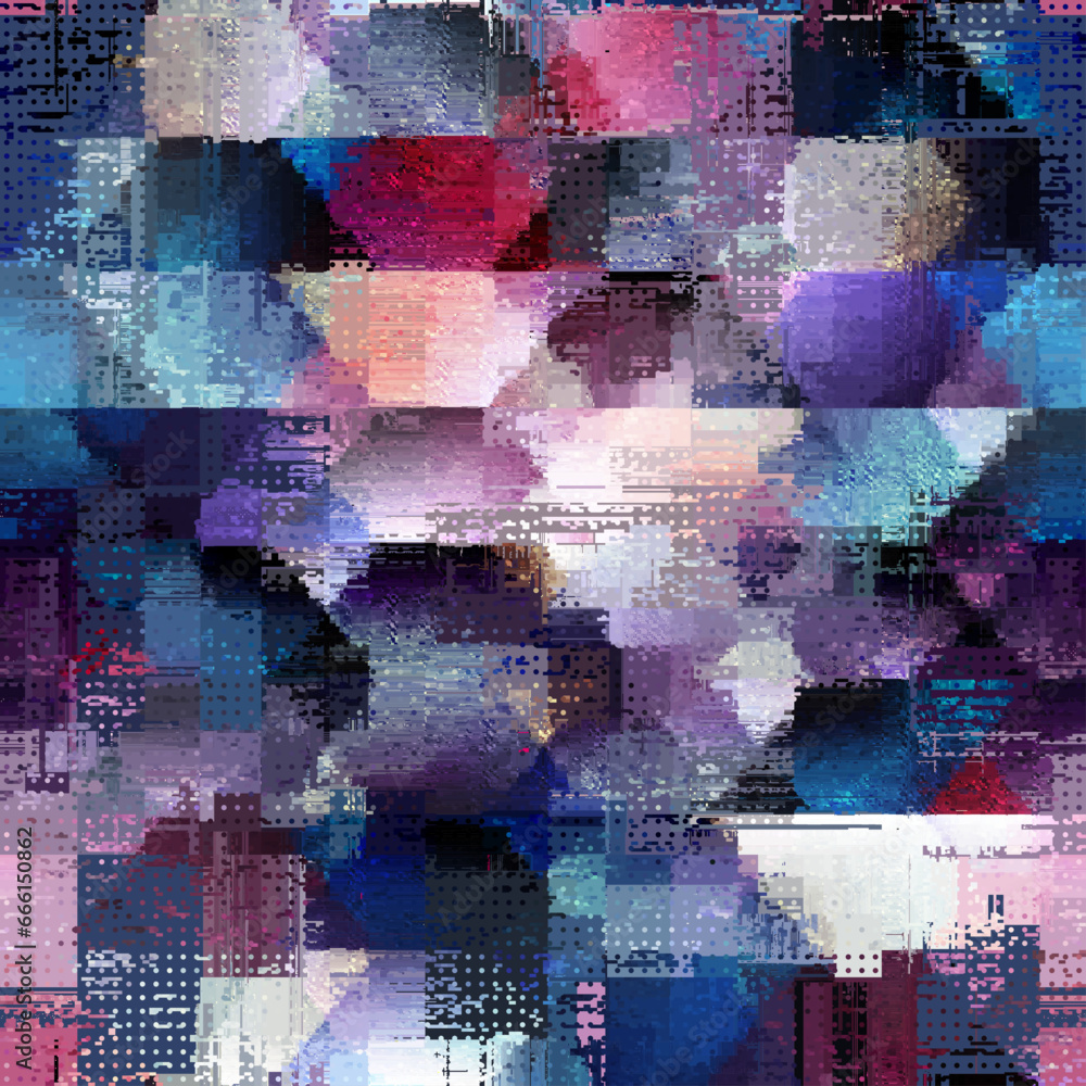 Aufkleber Vector image with imitation of grunge datamoshing texture. Retro risographs texture.