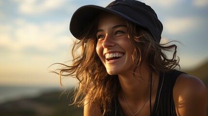  Happy Woman Wearing Bucket Hat Medium Shotphotorealis, Background Image , Beautiful Women, Hd