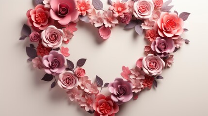 Obraz premium Happy Women S Day Concept Top View Roses Flowers Hear, Background Image