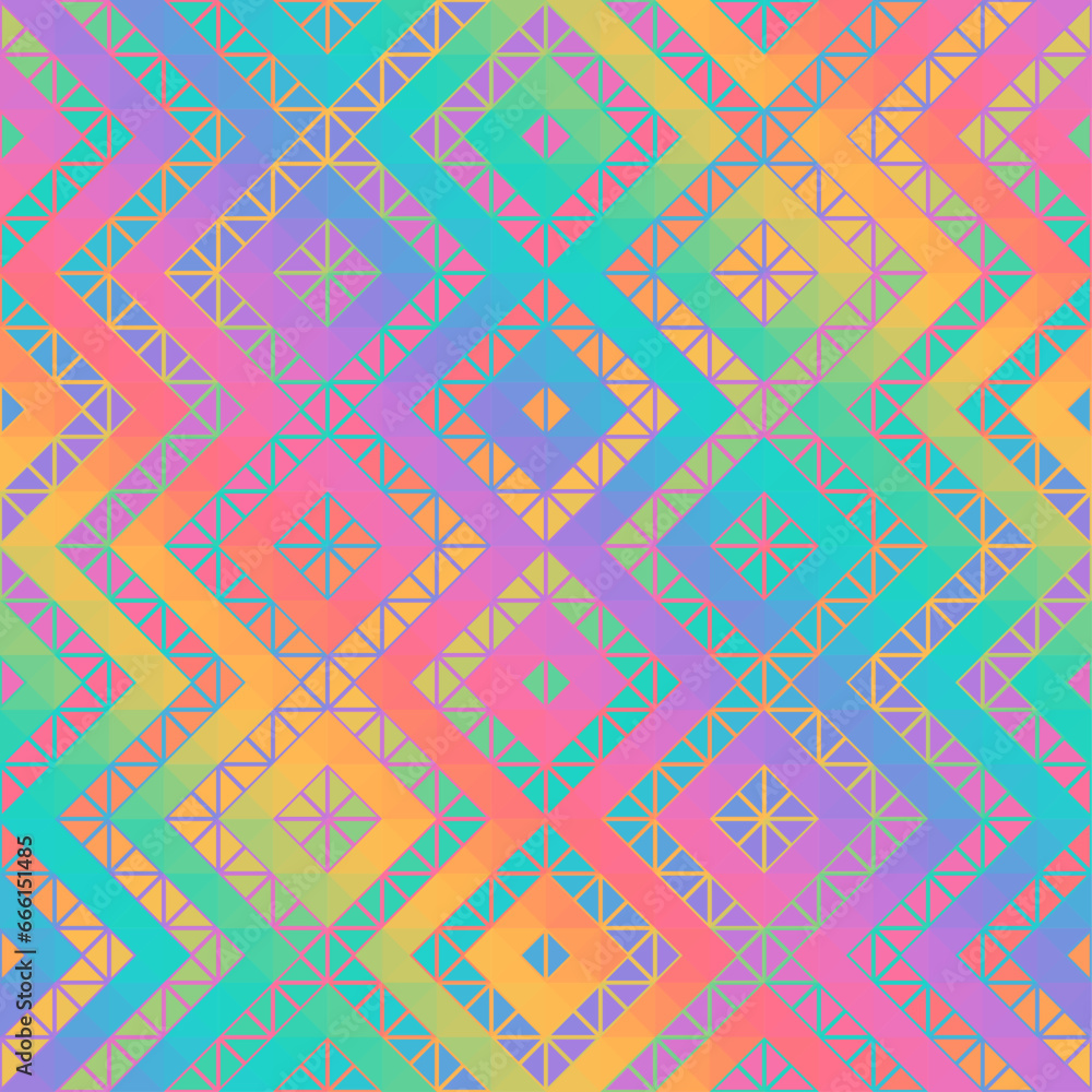 Poster colorful aztec fabric, wallpaper and home decor. abstract seamless tileable pattern. triangles aztec