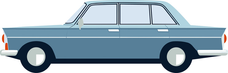 Pastel Blue Retro car Illustration 