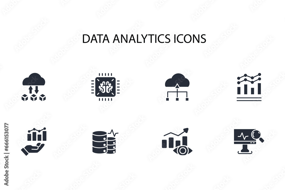 Poster data analytics icon set.vector.editable stroke.linear style sign for use web design,logo.symbol illu