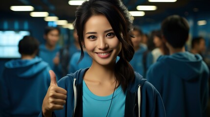  Smiling Asian Woman Showing Okay Sign Gives Approval, Background Image , Beautiful Women, Hd