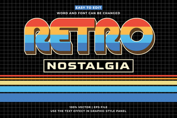 Retro vintage editable text effect. Retro Nostalgia 3d cartoon style premium vector © Fatboy29Basic
