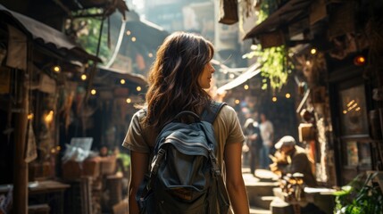  Young Traveler Asian Woman Admiring Beautiful Sunny , Background Image , Beautiful Women, Hd