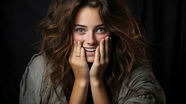 Young Woman Covering Mouth With Hands While , Background Image , Beautiful Women, Hd
