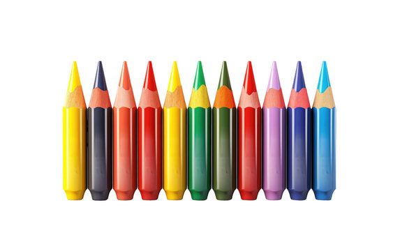 Shinning and Multiple Crayons Pencils on a Clear Surface or PNG Transparent Background.