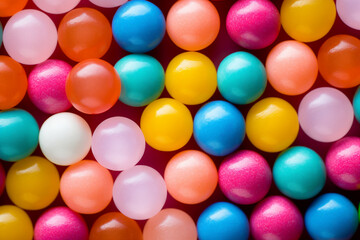 Obraz premium Group of colorful round shape little mini candy made with generative AI