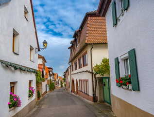 Fototapeta na wymiar Old street in the Hambach district, Neustadt an der Weinstraße, Rhineland-Palatinate, Germany, Europe