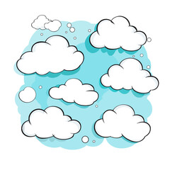 Cute Clouds Cartoon Style Icon Set