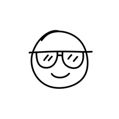Doodle Emoji face icon. Hand drawn sketch style. Vector illustration