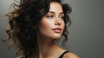  Close Up Young Beautiful Woman Face Isolated Gray, Background Image , Beautiful Women, Hd