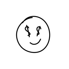 Doodle Emoji face icon. Hand drawn sketch style. Vector illustration