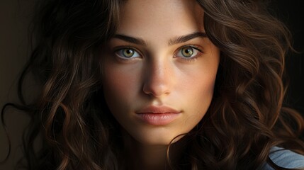 Fototapeta premium Close Up Young Beautiful Woman Face Isolated Gray, Background Image , Beautiful Women, Hd