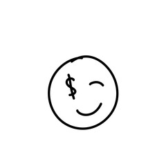 Doodle Emoji face icon. Hand drawn sketch style. Vector illustration