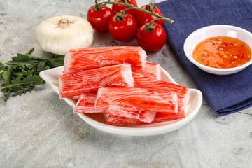 Tasty Crab stics surimi heap