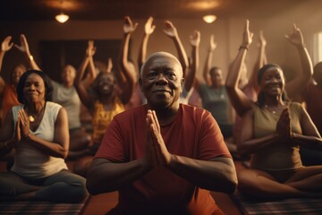 African American Senior Yoga Meditation Training - Powered by Adobe