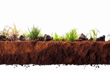 White background with isolated soil banner and peat moss. Generative AI