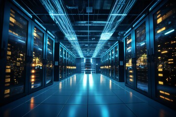 Information Datacenter With Server Racks