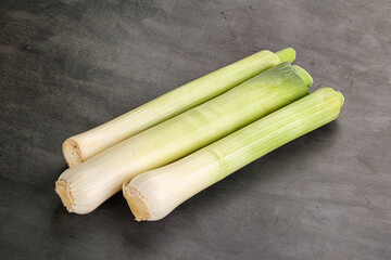 Raw natural ripe organic leek onion