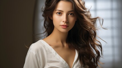 Asian Beautiful Woman With Brown Long Hair Portrait, Background Image , Beautiful Women, Hd