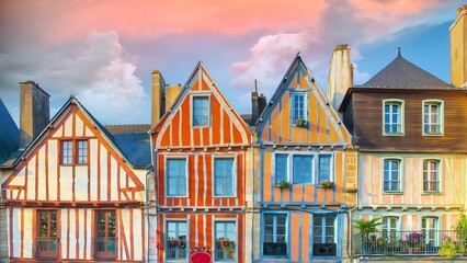 Vannes, half-timbered houses, colorful facades