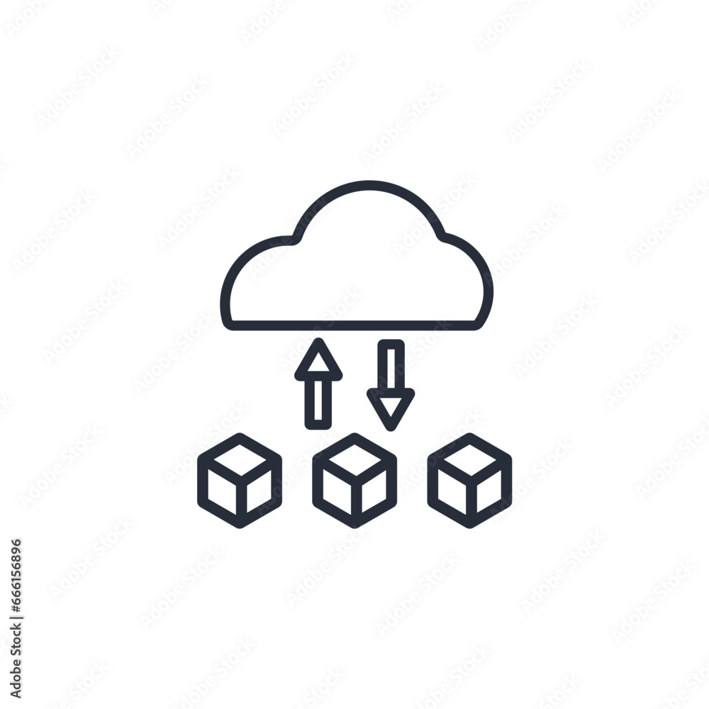 Poster cloud computing icon. vector.Editable stroke.linear style sign for use web design,logo.Symbol illustration.