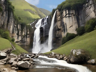 waterfall in the mountains