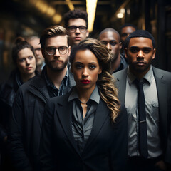 A successful black woman stands in front of her business team as a leader; Diversity in business; Anti-racism; 4K(1:1)