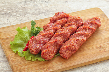 Raw beef kebab minced meat