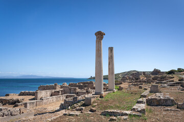 Ancient city Tharros located on the west coast of Sardinia, Italy