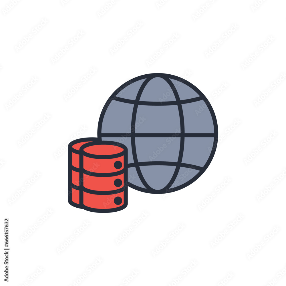 Poster global data icon. vector.editable stroke.linear style sign for use web design,logo.symbol illustrati