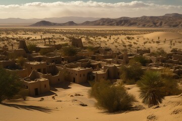 Desert town view. Generative AI