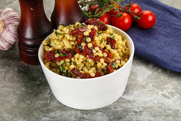 Vegetarian Pasta ptitim with vegetables
