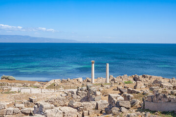 Coastal view of the ancient Tharros in Sardinia, Italy