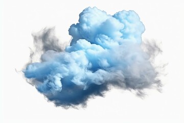 Fluffy blue cloud on transparent background. Realistic 3D rendering. Generative AI